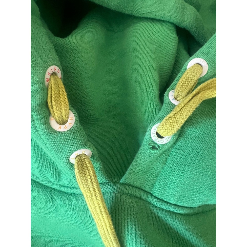 Vans Mens XL Green Checkerboard Sleeve Funnel Neck Hoodie Sweatshirt - Picture 6 of 7